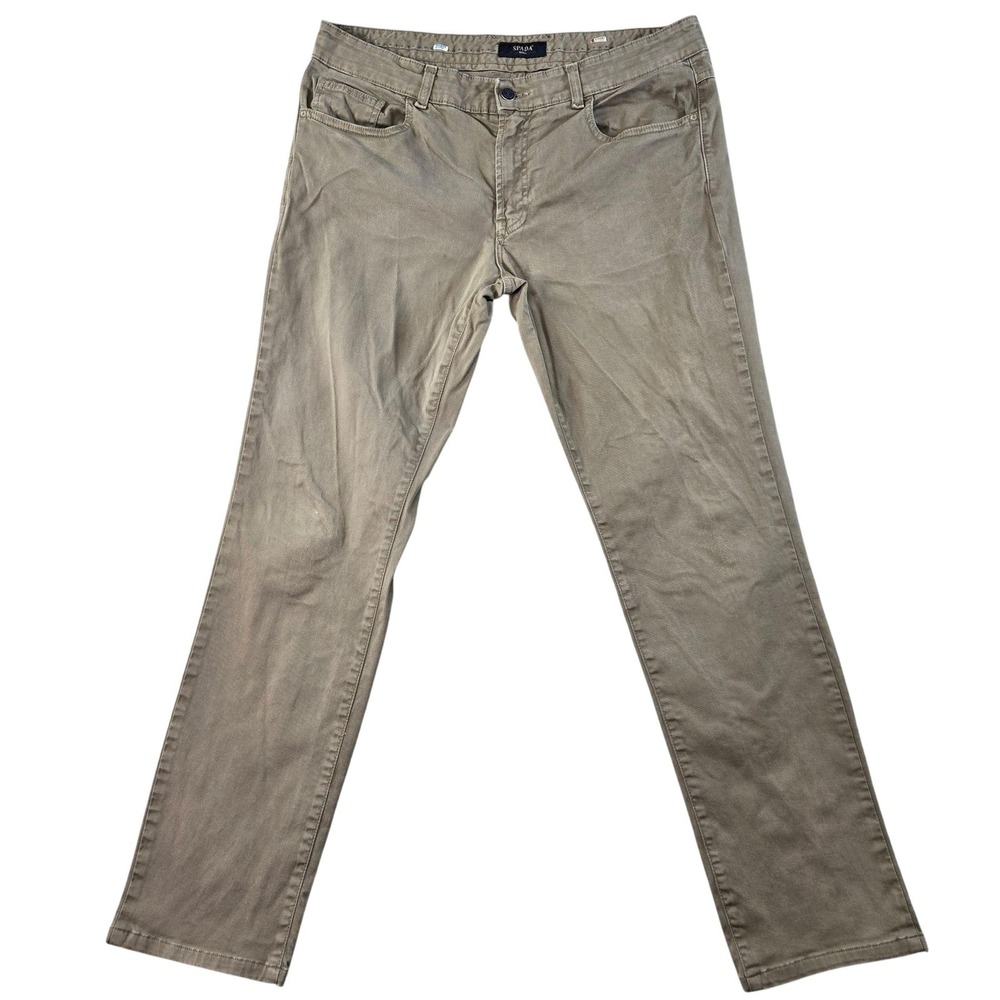 SPADA ROMA Pants Mens 34x30 Beige‎ Brown Chino Slim Cotton Spandex Stretch